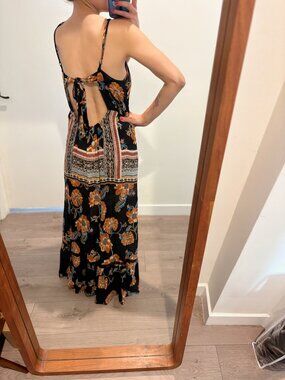 Aqua Floral Maxi Dress with low back